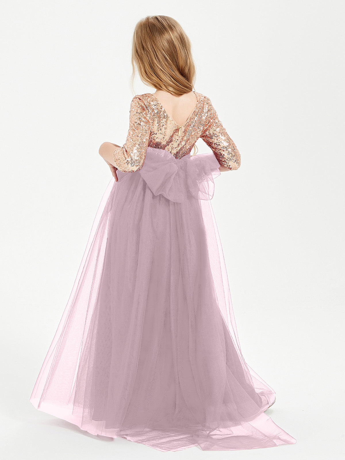 Sparkling Sequined Junior Bridesmaids Gown Dusk